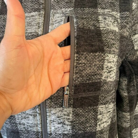 Calvin Klein Women's XS Gingham Black Gray Checker Fleece Zip Up LS Jacket - Picture 9 of 16